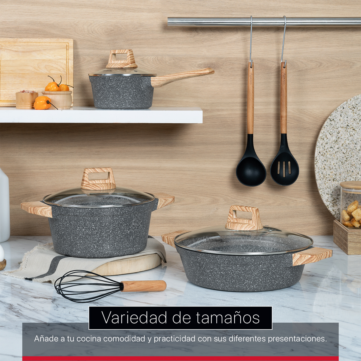 Foto 7 | Olla Cacerola Cookify De Mármol 24 Cm Gris, Antiadherente, Libre De Pfoa