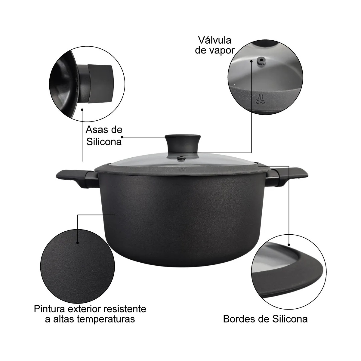 Foto 4 pulgar | Olla Cacerola Cocina Hudson 24cm Aluminio Antiadherente Asas