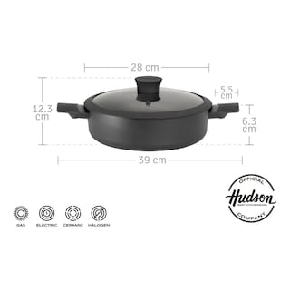 Foto 3 | Arrocera Hudson 28cm Alumino Negra Antiadherente Tapa Mango