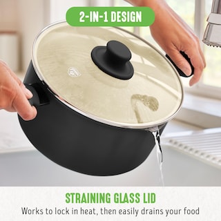 Foto 4 | Stockpot Greenlife De Cerámica Antiadherente De 6 Cuartos De Galón Con Tapa De Vidrio Color Negro - Venta Internacio