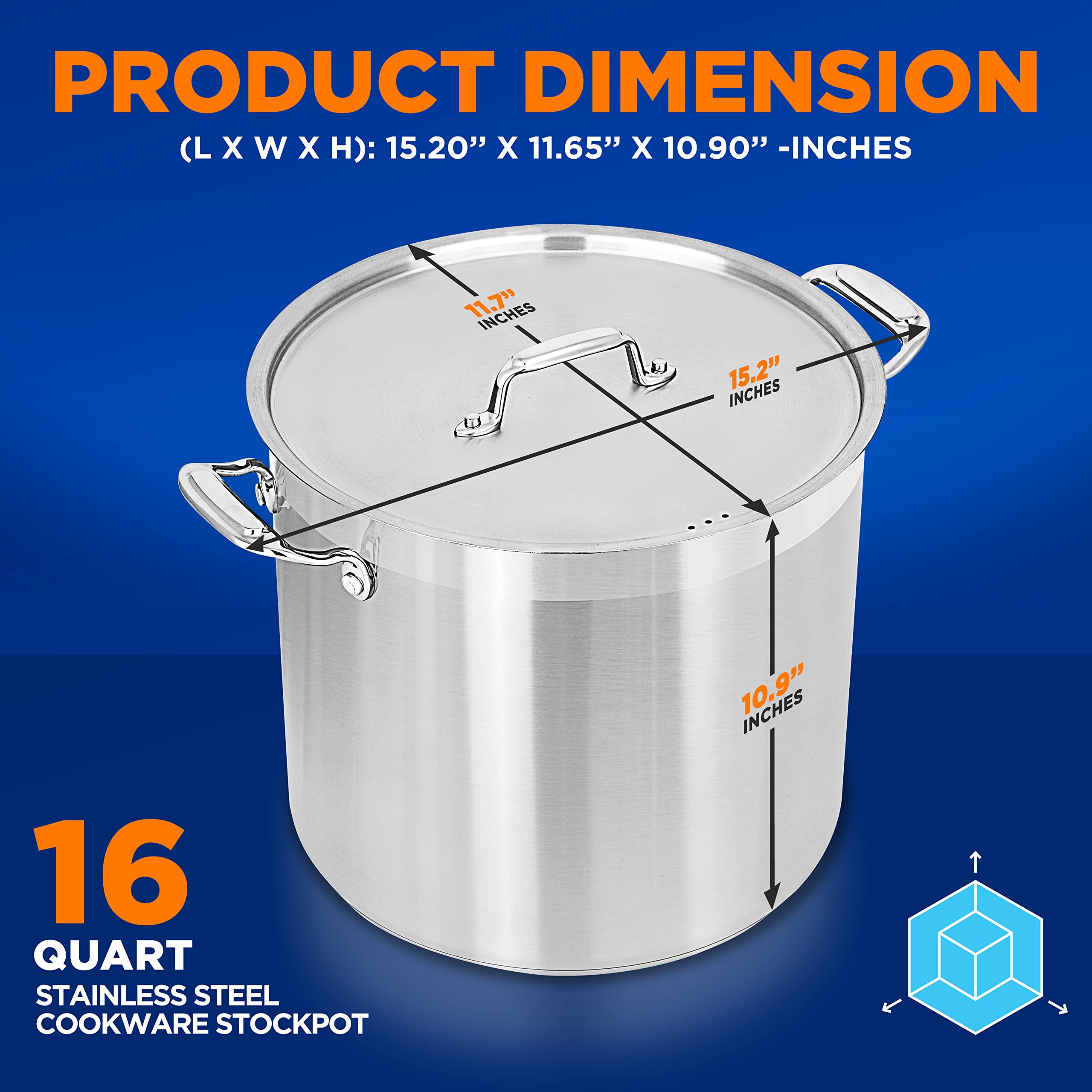 Foto 2 | Olla Nutrichef De Acero Inoxidable 18/8  16 L  Apta Para Alimentos - Venta Internacional.