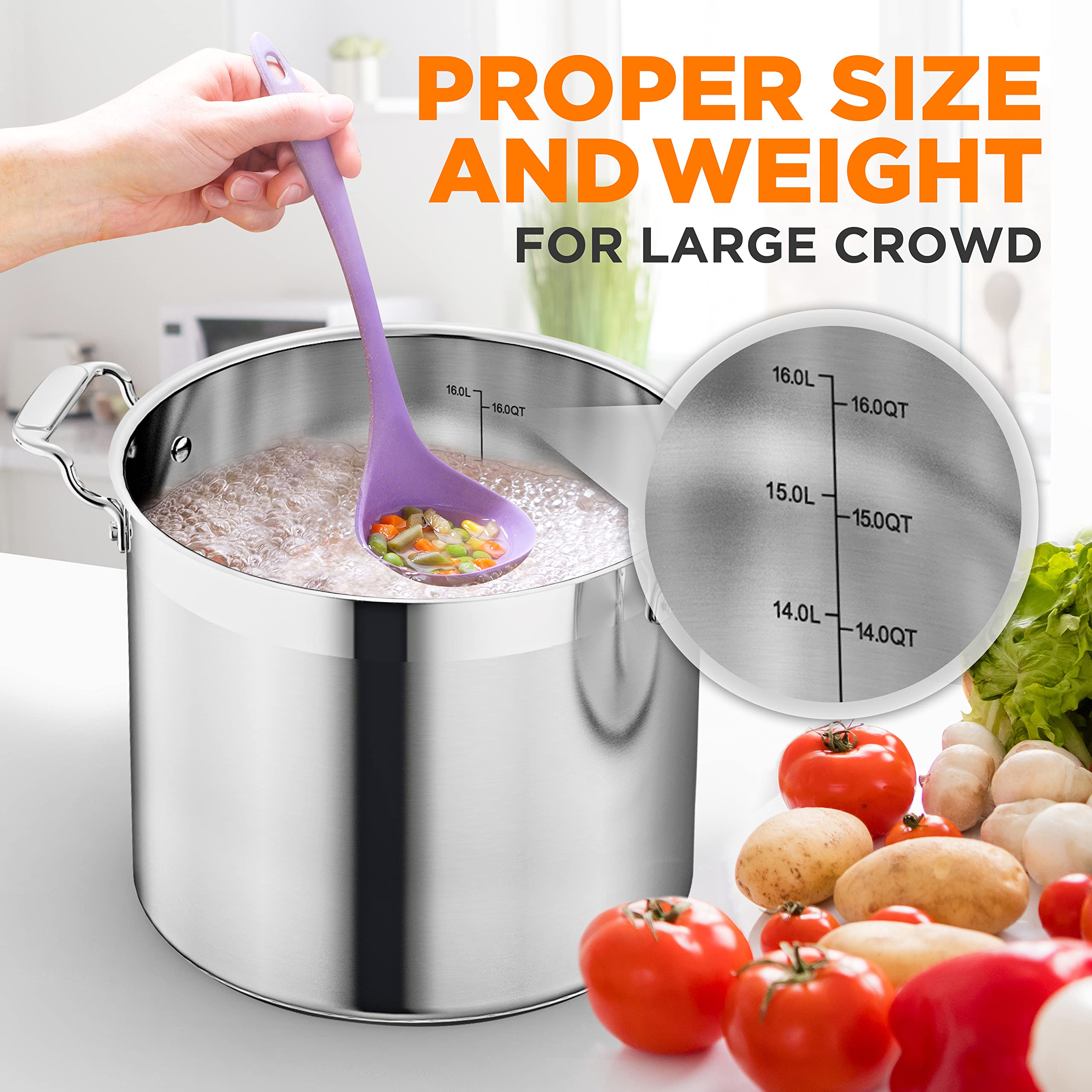 Foto 5 | Olla Nutrichef De Acero Inoxidable 18/8  16 L  Apta Para Alimentos - Venta Internacional.