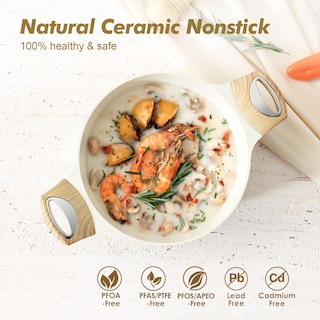 Foto 2 | Olla Sensarte Antiadherente De Cerámica 2 6/4 5/6 6 L Con Tapa Color Blanco - Venta Internacional.