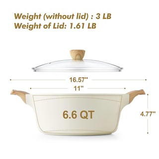 Foto 6 | Olla Sensarte Antiadherente De Cerámica 2 6/4 5/6 6 L Con Tapa Color Blanco - Venta Internacional.