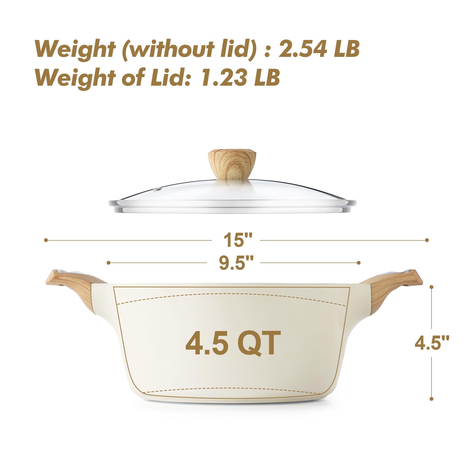 Foto 6 | Olla Sensarte Antiadherente De Cerámica 2 6/4 5/6 6 L Con Tapa - Venta Internacional.