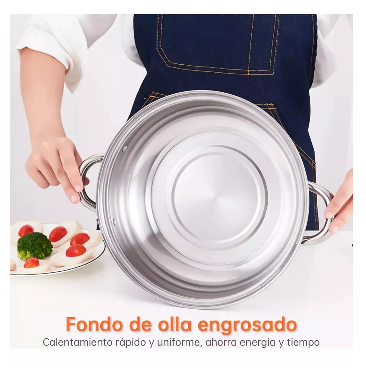 Foto 5 | Olla de Acero Inoxidable Lab.G Vaporera de Cocina 2 Capas Plateada
