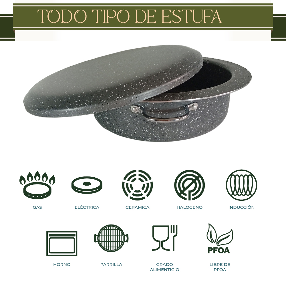 Foto 5 pulgar | Arrocera Maqluba Granito Olla Con Tapa Granito Para Platos Exóticos 28 Cm