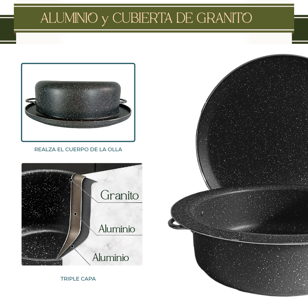 Foto 5 | Arrocera Maqluba Granito Olla Con Tapa Granito Para Platos Exóticos 28 Cm