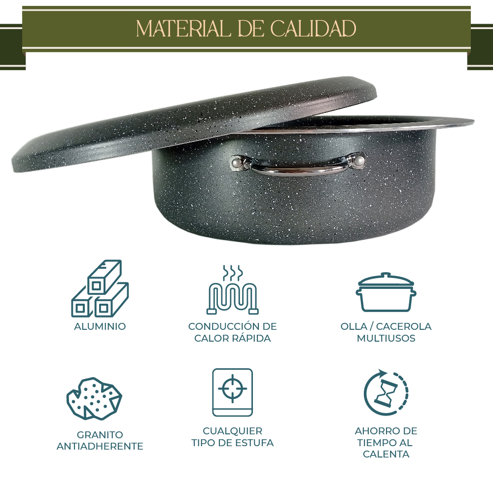 Foto 7 pulgar | Arrocera Maqluba Granito Olla Con Tapa Granito Para Platos Exóticos 28 Cm