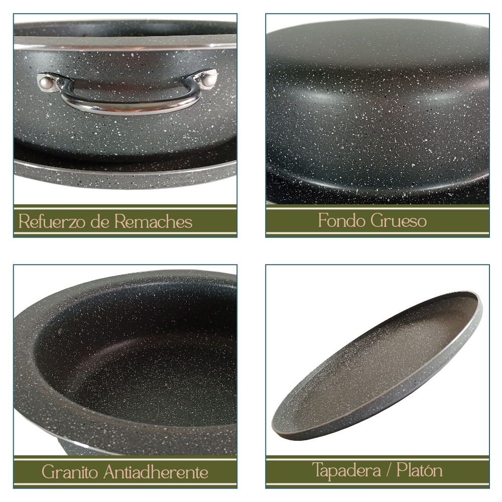 Foto 8 pulgar | Arrocera Maqluba Granito Olla Con Tapa Granito Para Platos Exóticos 28 Cm