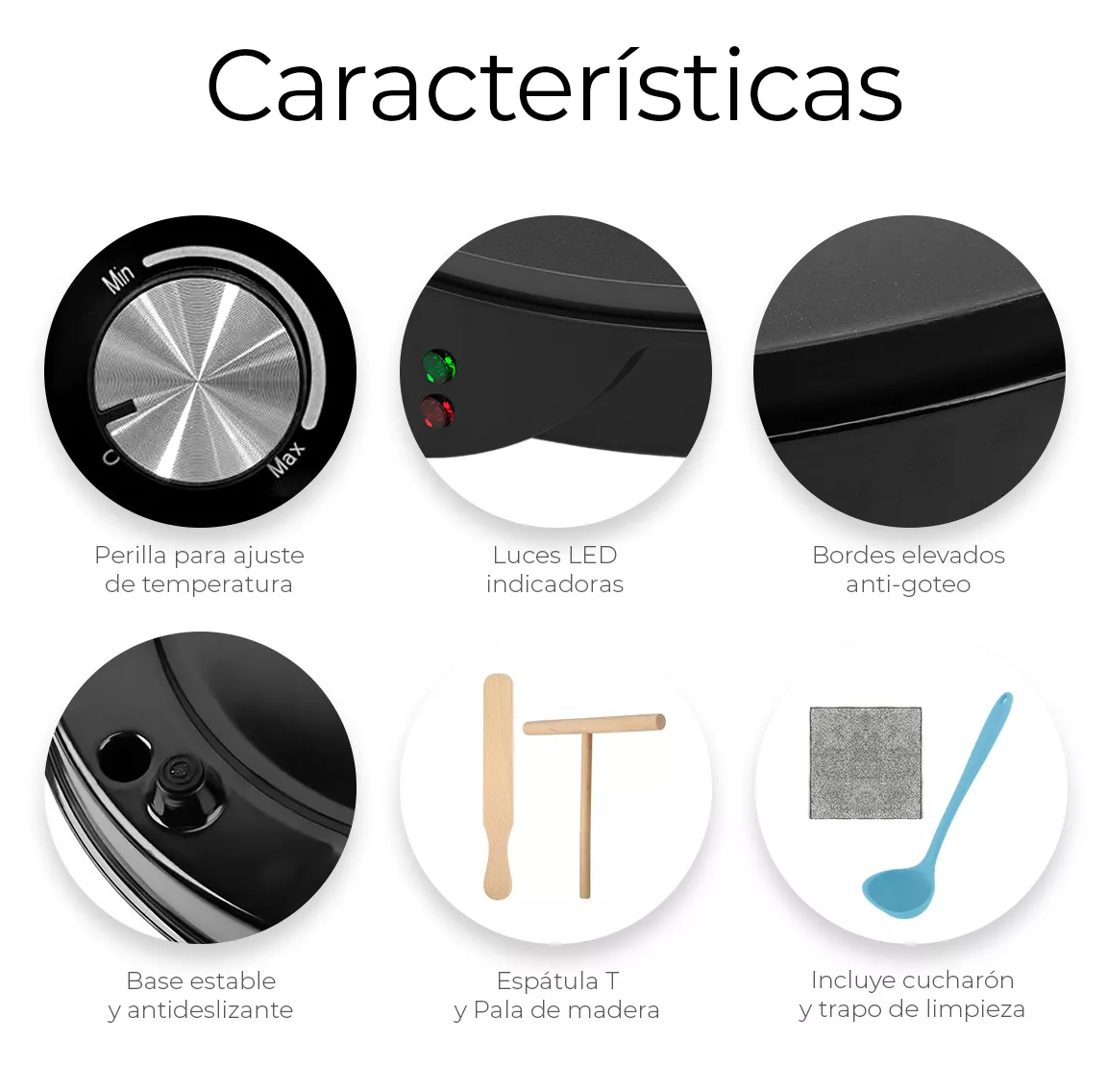 Foto 5 pulgar | Crepera Eléctrica Antiadherente Belug 30 Cm Premium Nonstick Color Negro