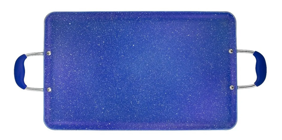 Foto 2 pulgar | Sartén Xtellar Comal Doble Antiadherente De Mármol Premium, Idóneo Para Platillos Saludables 48x29cm, Azul Chic