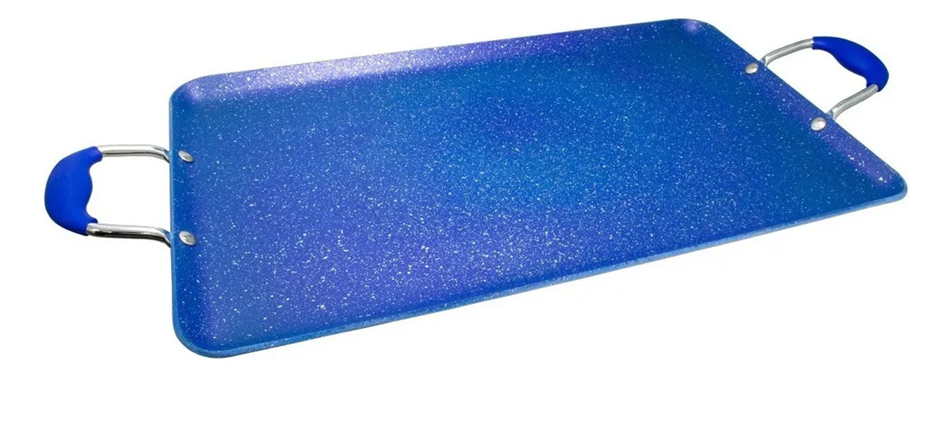 Foto 3 pulgar | Sartén Xtellar Comal Doble Antiadherente De Mármol Premium, Idóneo Para Platillos Saludables 48x29cm, Azul Chic