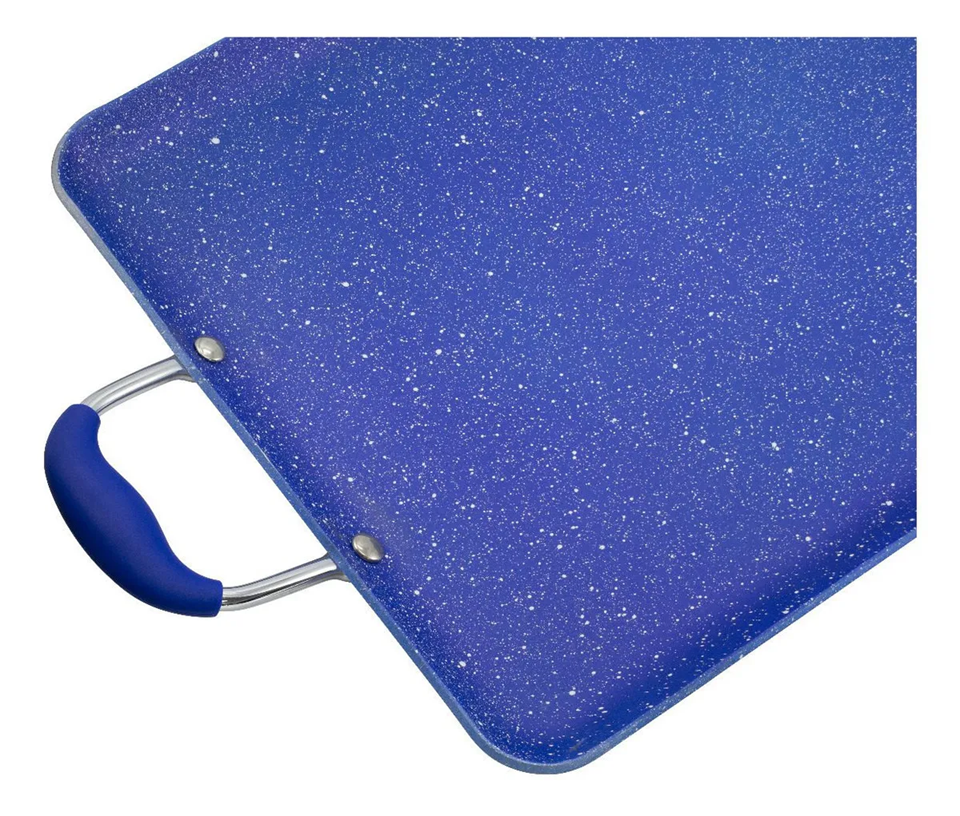 Foto 4 pulgar | Sartén Xtellar Comal Doble Antiadherente De Mármol Premium, Idóneo Para Platillos Saludables 48x29cm, Azul Chic