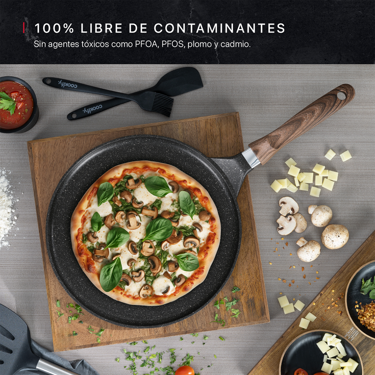 Foto 2 | Crepera Comal Cookify De Mármol 28 Cm Negro  Antiadherente  Libre De Pfoa