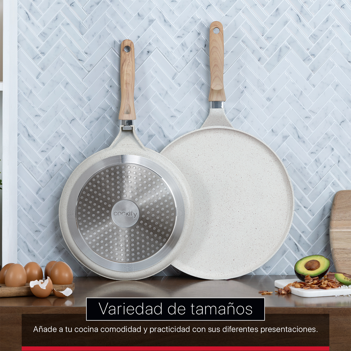 Foto 8 pulgar | Crepera Comal Cookify De Mármol 32 Cm Beige  Antiadherente  Libre De Pfoa