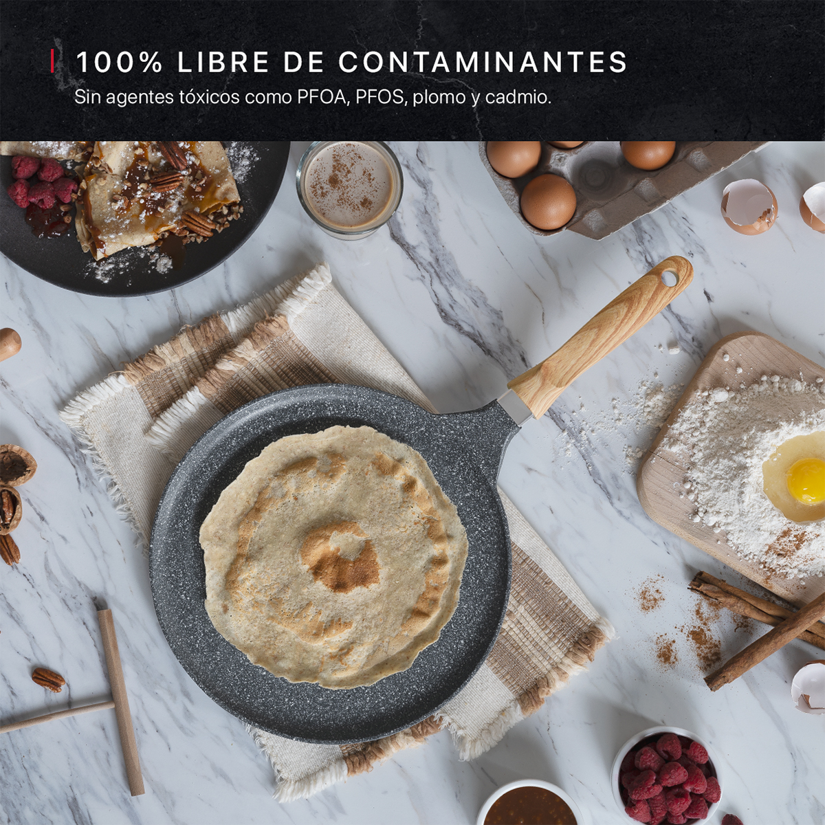 Foto 2 | Crepera Comal Cookify De Mármol 32 Cm Gris  Antiadherente  Libre De Pfoa