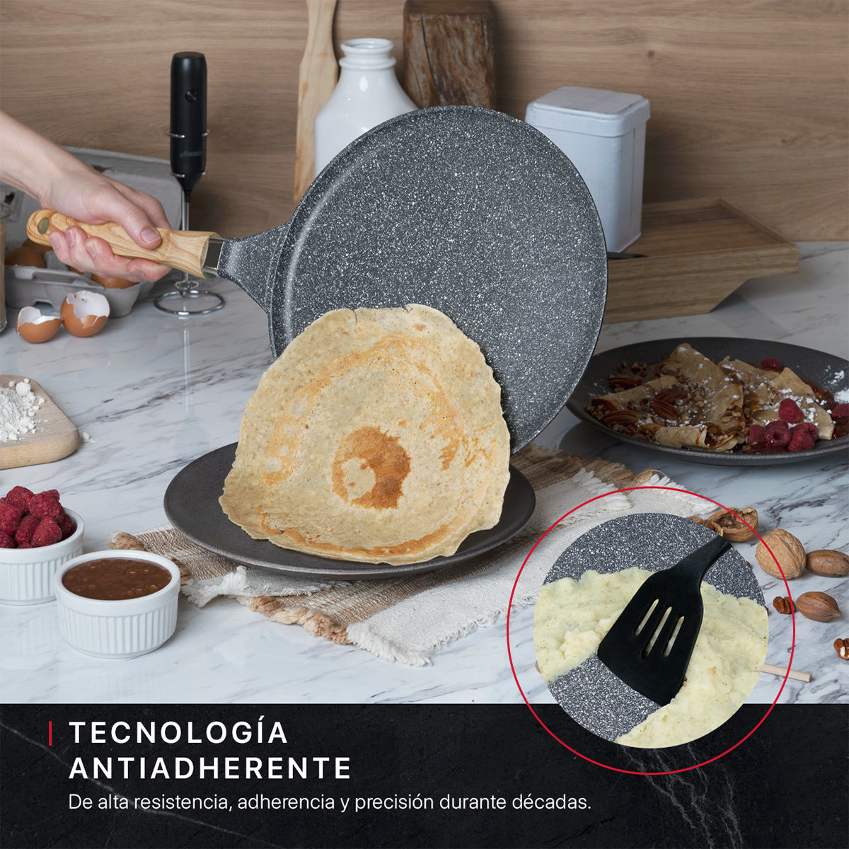 Foto 5 pulgar | Crepera Comal Cookify De Mármol 32 Cm Gris  Antiadherente  Libre De Pfoa