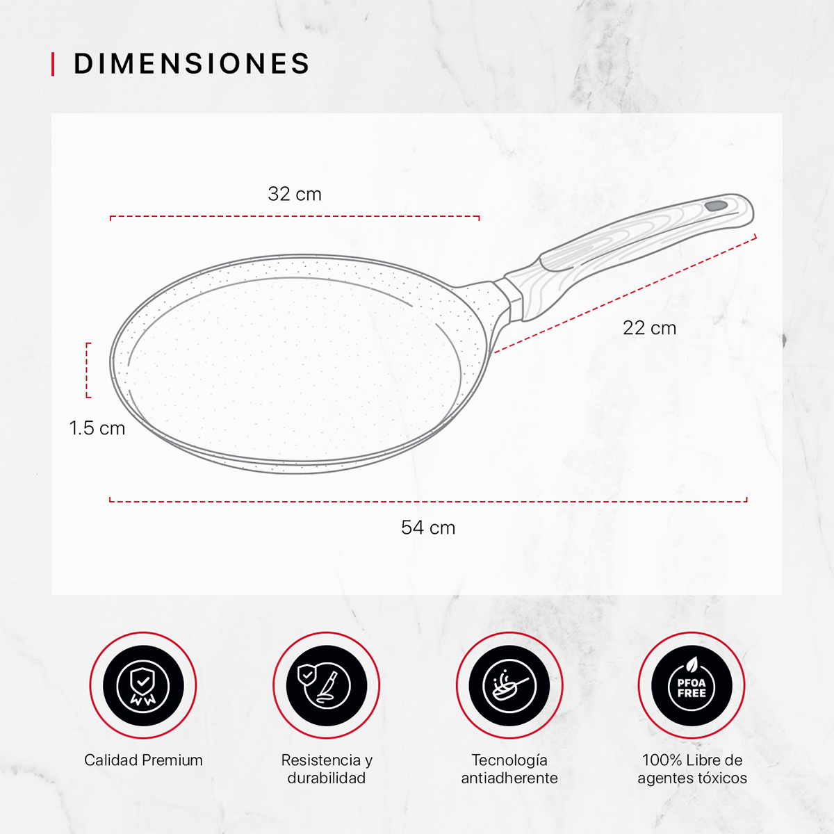 Foto 6 pulgar | Crepera Comal Cookify De Mármol 32 Cm Gris  Antiadherente  Libre De Pfoa