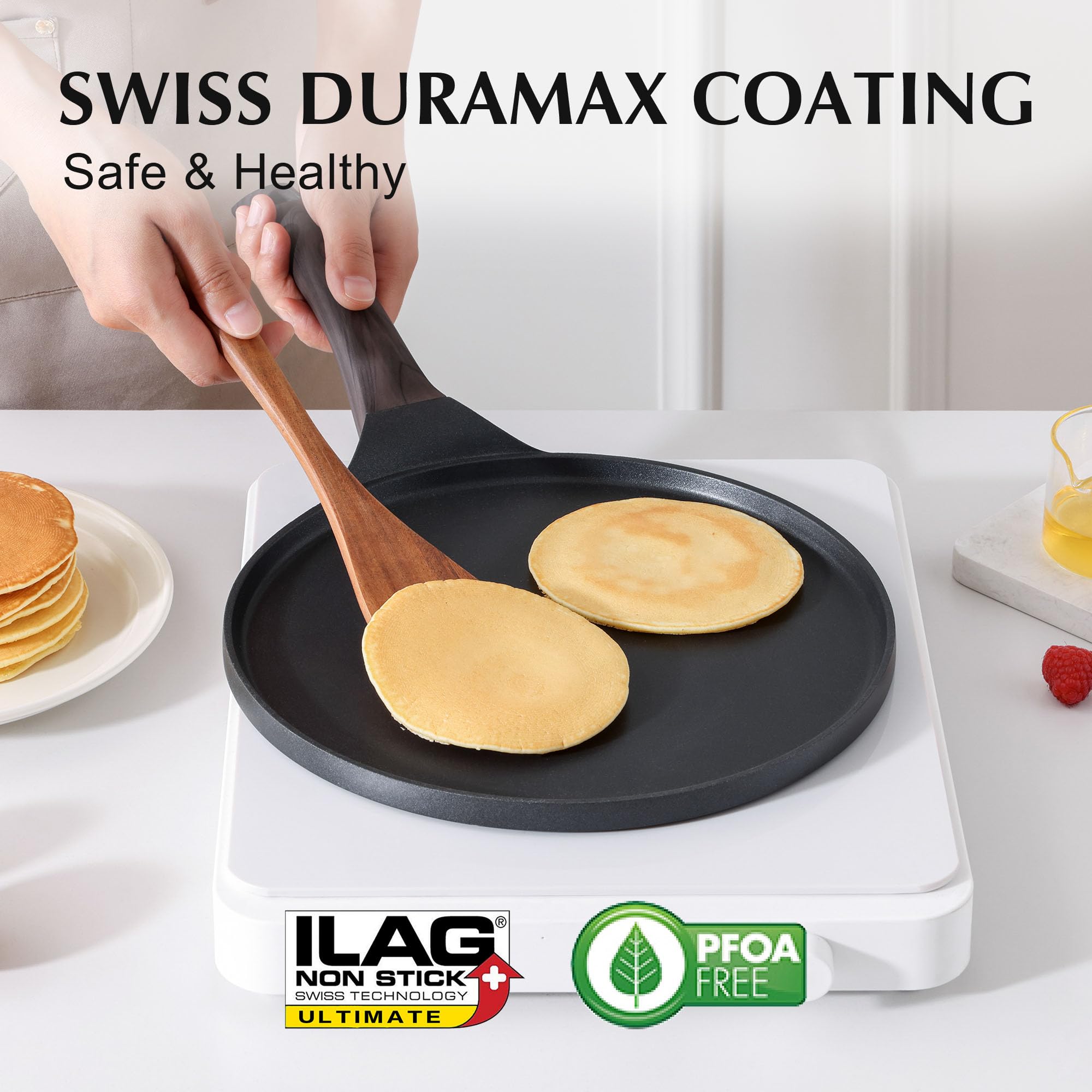 Foto 3 pulgar | Sartén Para Crepes Sensarte  Antiadherente  Revestimiento De Granito Suizo  26 Cm  Color Negro - Venta Internacional.