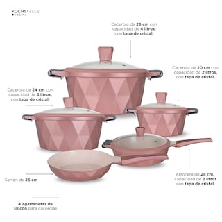 Foto 7 | KOCHSTELLE Batería de Cocina Serenity Color Rosa Antiadherente de 13 piezas