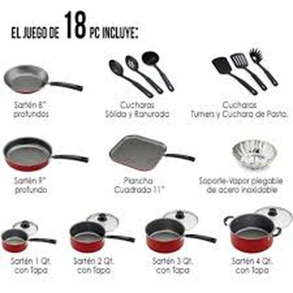 Foto 4 pulgar | Batería de Cocina Tramontina Primaware color Rojo 18 Piezas