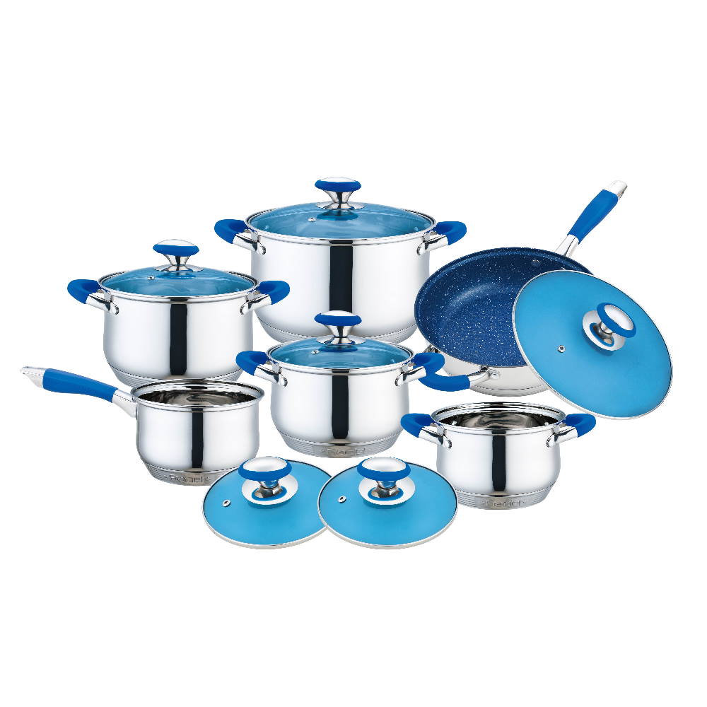 Batería de Cocina Fraciel Omania Azul Acero Inoxidable 12 Piezas