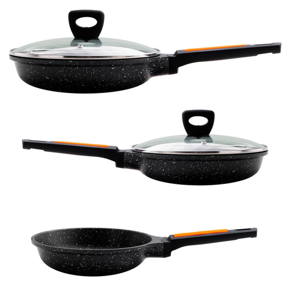 Sartenes Grunberg color Negro Antiadherentes de Mármol 5 Piezas