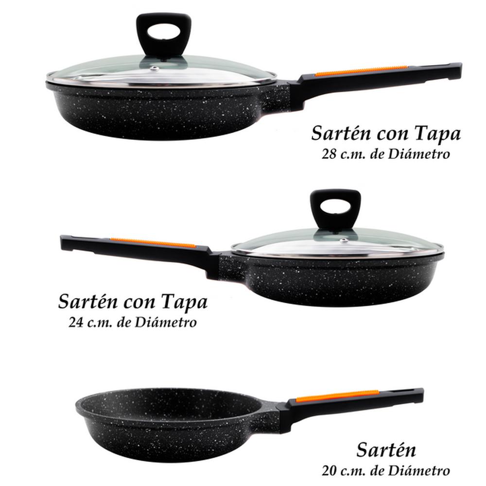 Foto 3 pulgar | Sartenes Grunberg color Negro Antiadherentes de Mármol 5 Piezas