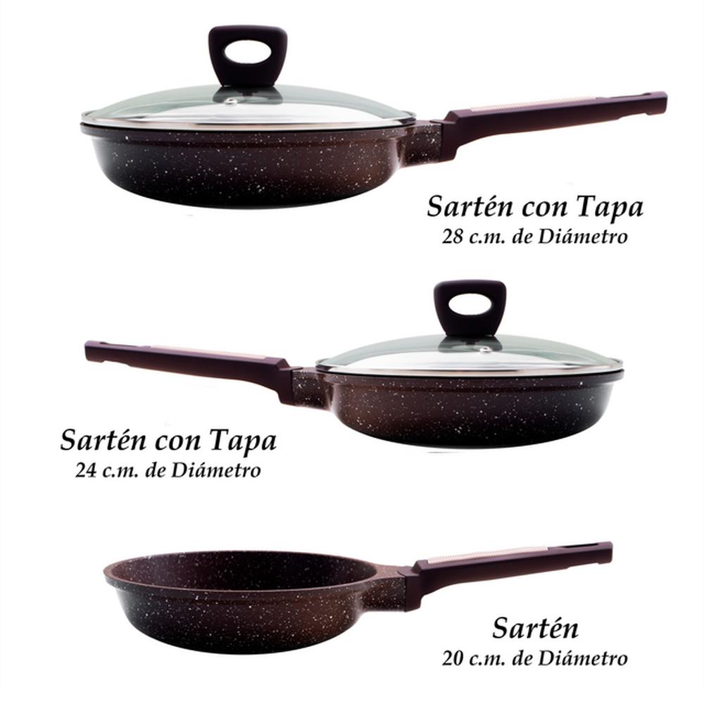 Foto 4 pulgar | Sartenes Grunberg GR-1805A color Marrón Antiadherente de Mármol 5 Piezas