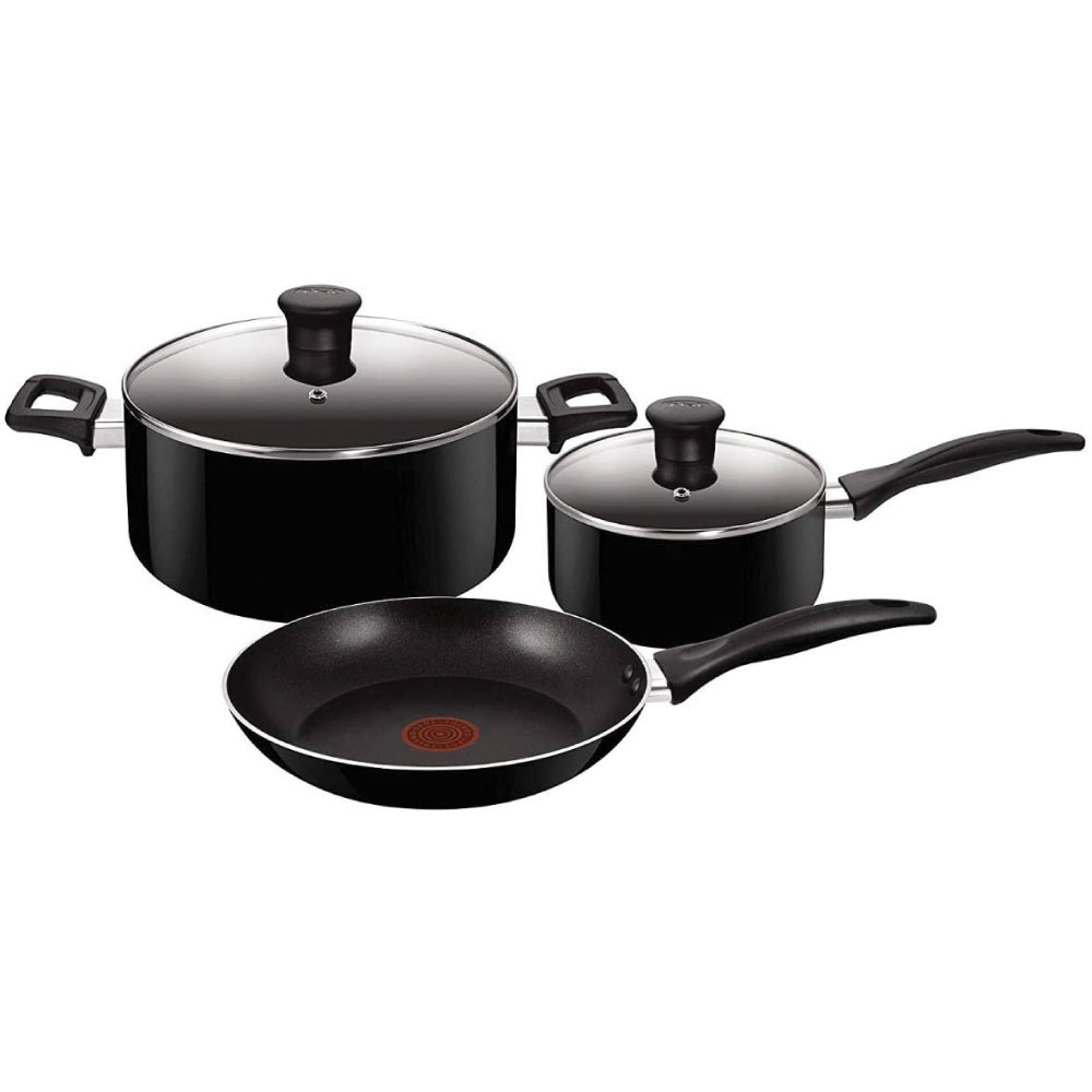 Set T-fal Family Cook 5 Pzs color Negro Juego Sartén Olla Cacerola