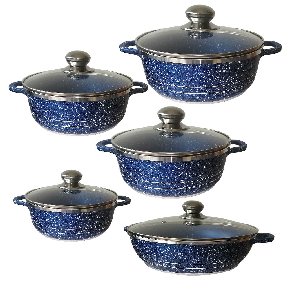 Batería de Cocina RD Royal Cook M16555-DARKBLUE 10 Piezas - 5 Ollas y 5 Tapas