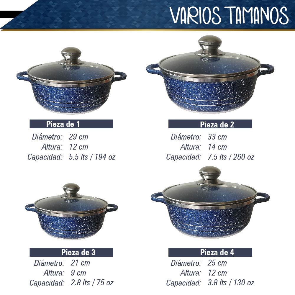 Foto 2 | Batería de Cocina RD Royal Cook M16555-DARKBLUE 10 Piezas - 5 Ollas y 5 Tapas