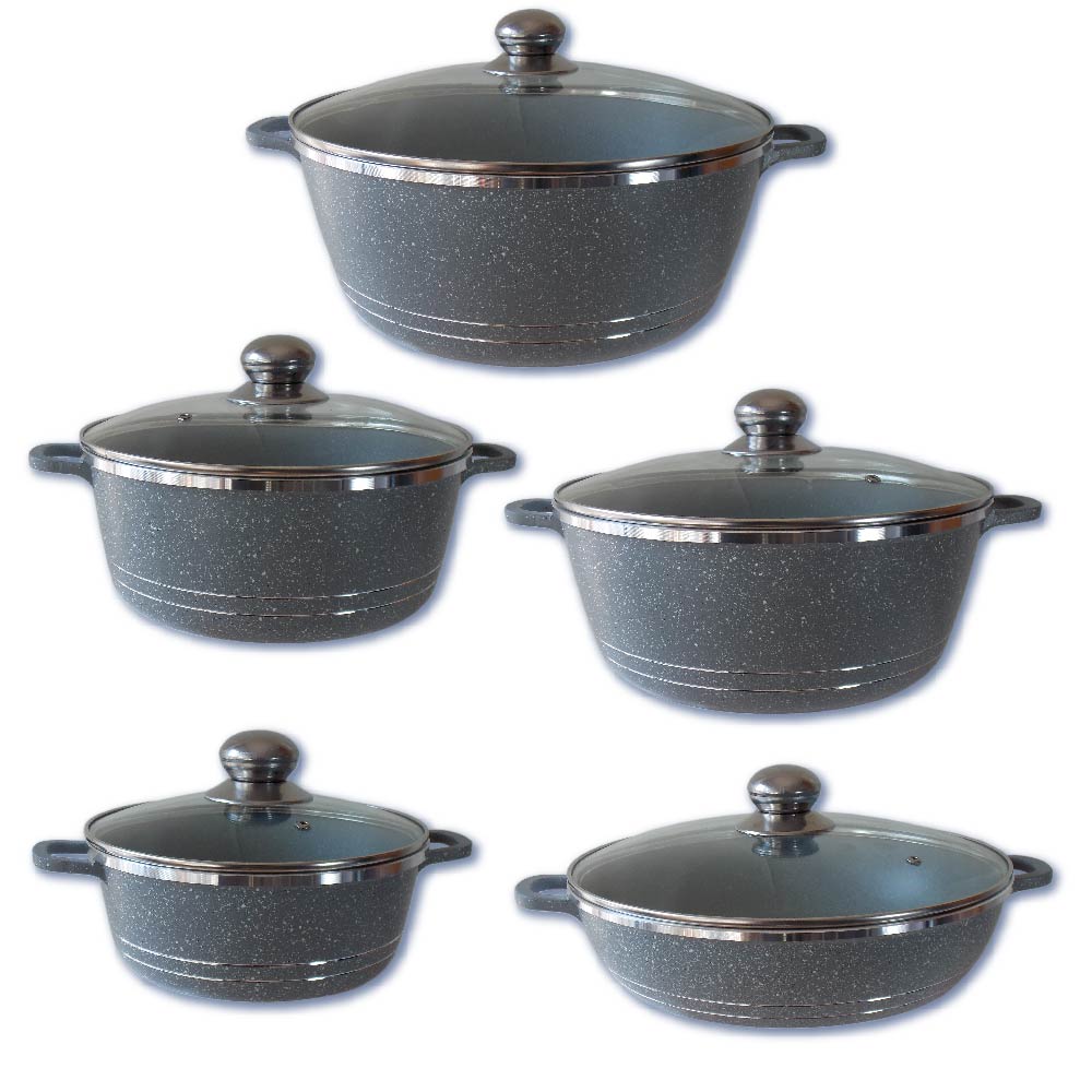 Batería de Cocina RD Royal Cook M16555-GRAY 10 Piezas - 5 Ollas y 5 Tapas