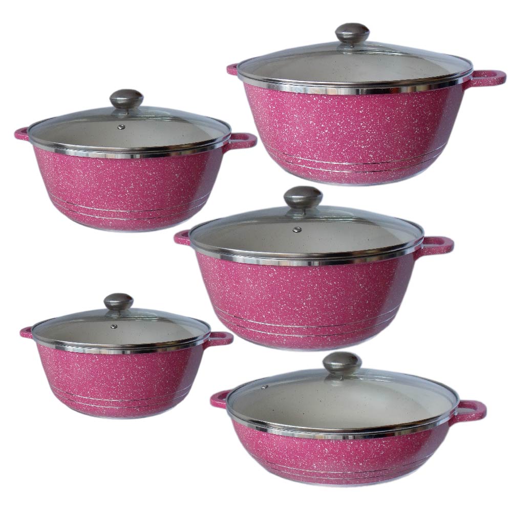 Batería de Cocina RD Royal Cook M16555-PINK 10 Piezas - 5 Ollas y 5 Tapas