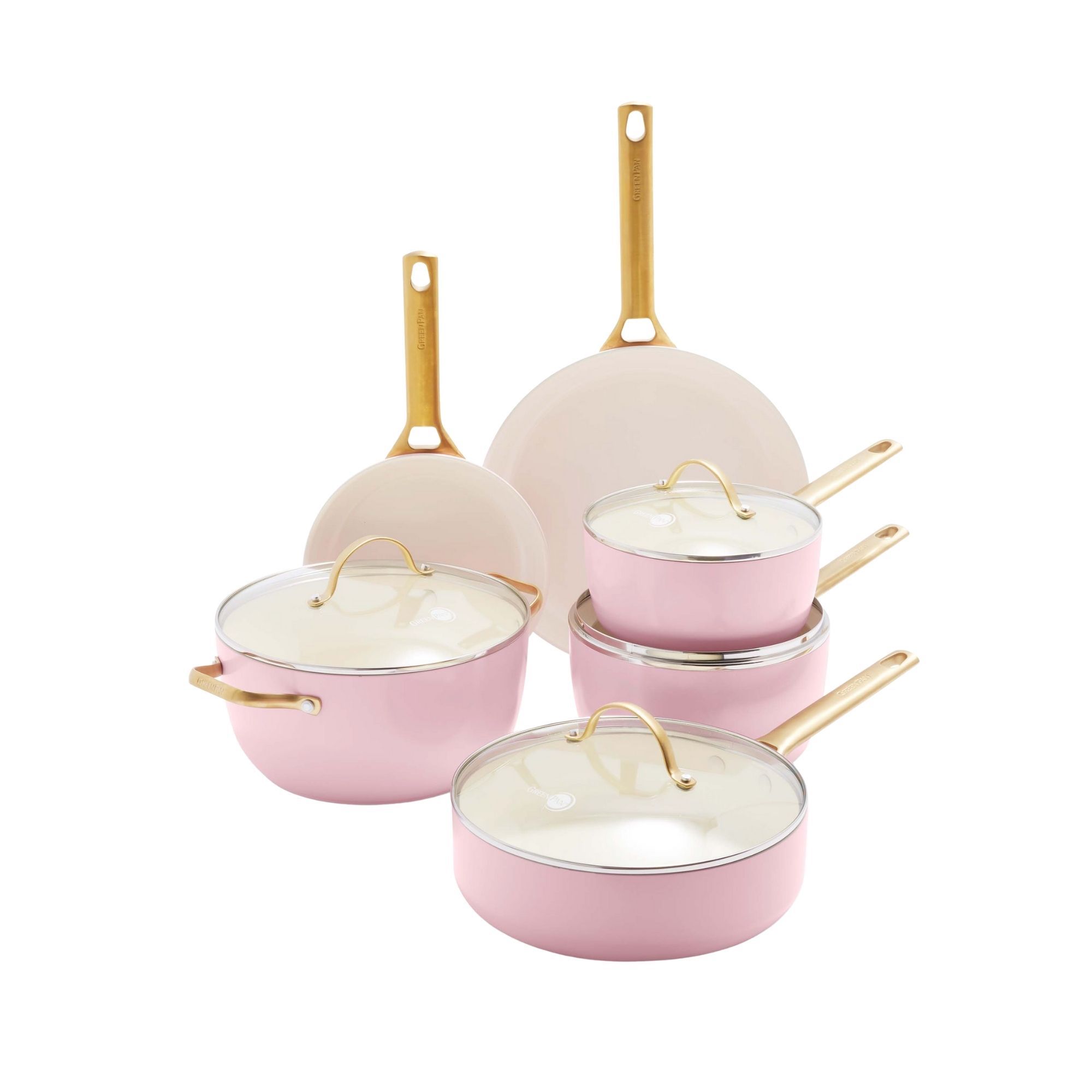 Batería De Cocina Greenpan Reserve Con Cerámica Antiadherente 10 Piezas color Rosa