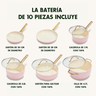 Foto 2 | Batería De Cocina Greenpan Reserve Con Cerámica Antiadherente 10 Piezas color Rosa
