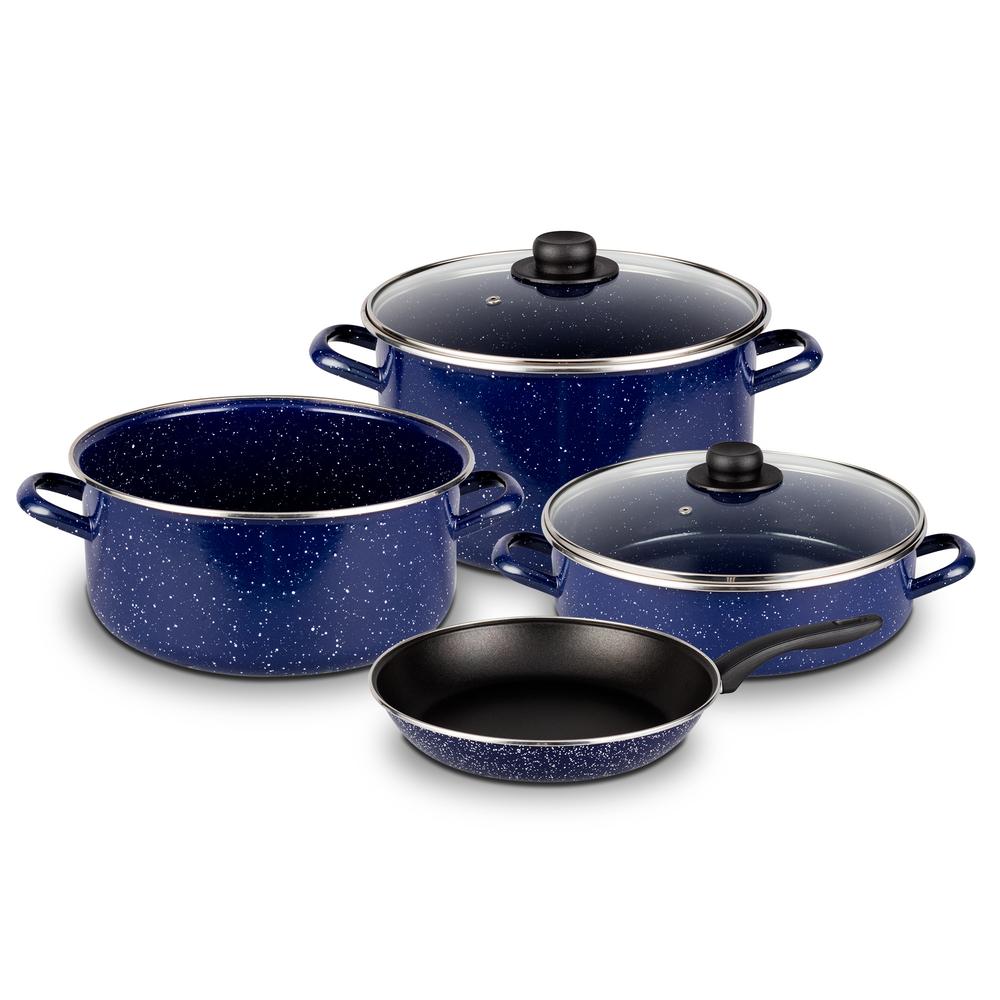 Batería de Cocina Florencia Ekco Acero Esmaltado color Azul y Brillo Perdurable 6 Piezas