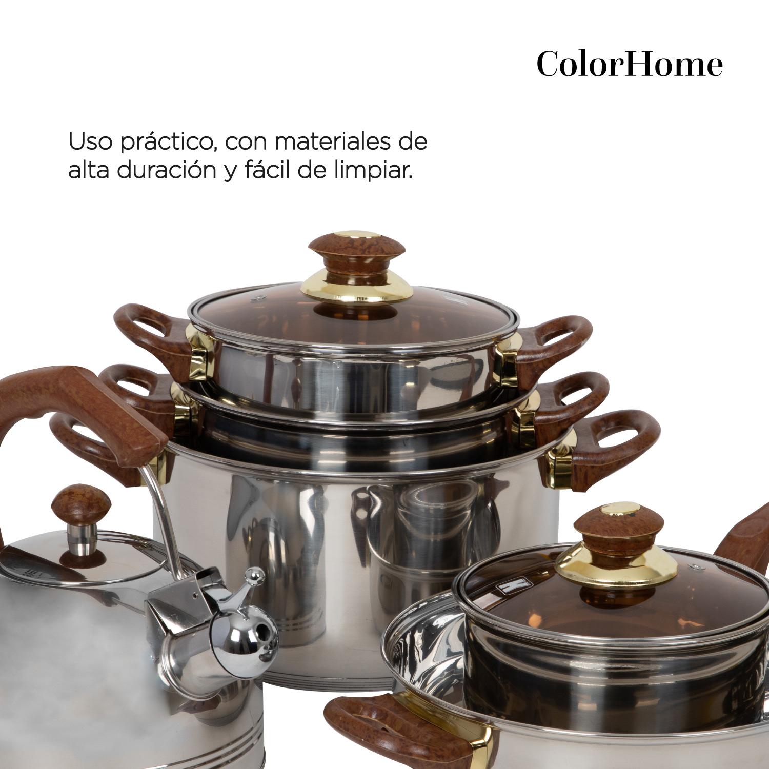 Foto 7 | Batería de Cocina ColorHome COLORINOX11C color Gris 11 PZAS Acero Inoxidable Tricapa