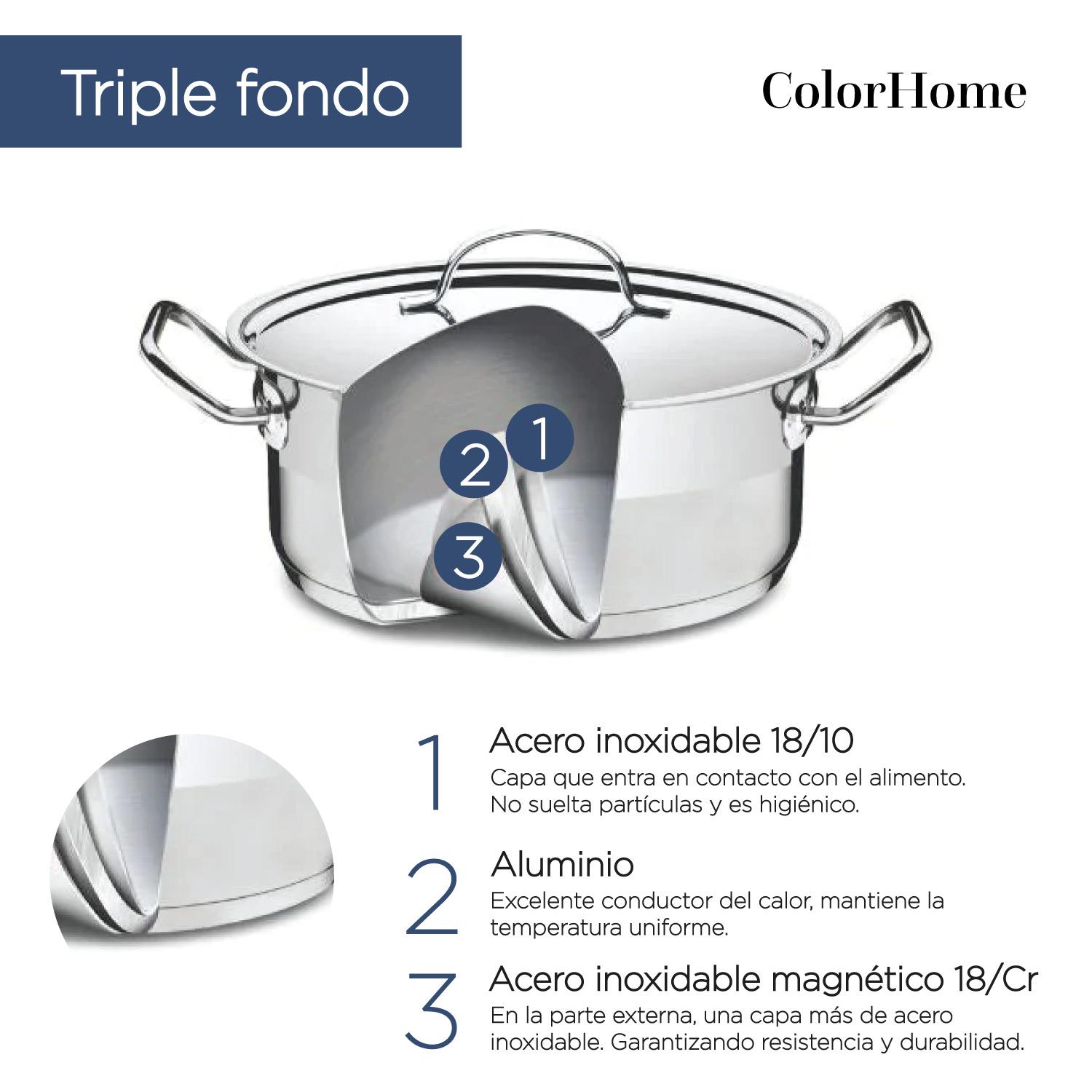 Foto 7 pulgar | Batería de Cocina ColorHome COLORINOX11G color Gris 11 PZAS Acero Inoxidable Tricapa Inducción