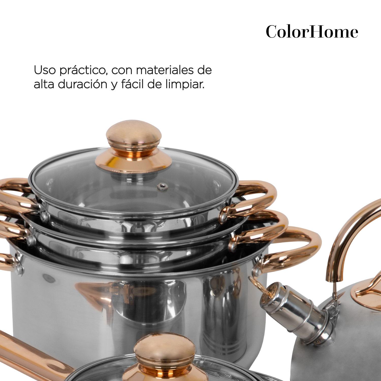 Foto 7 | Batería de Cocina ColorHome COLORINOX11G color Gris 11 PZAS Acero Inoxidable Tricapa Inducción