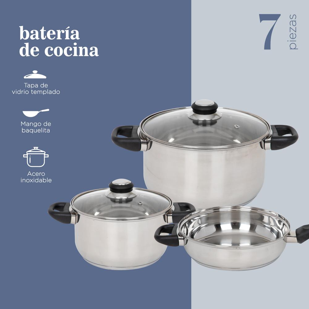 Foto 2 | Batería de Cocina ColorHome COLORINOX7B color Gris 7 PZAS Acero Inox Tricapa