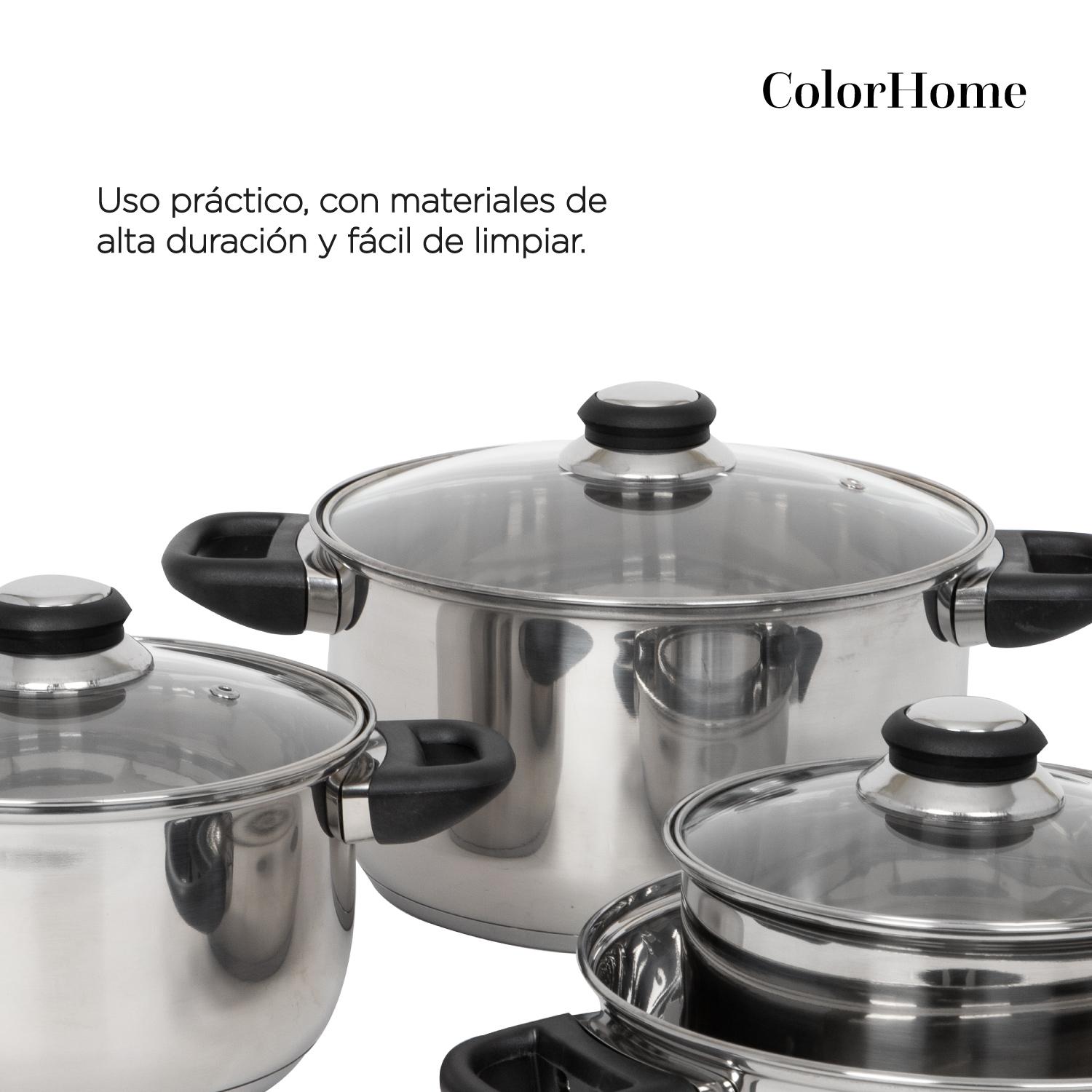 Foto 7 | Batería de Cocina ColorHome COLORINOX7B color Gris 7 PZAS Acero Inox Tricapa