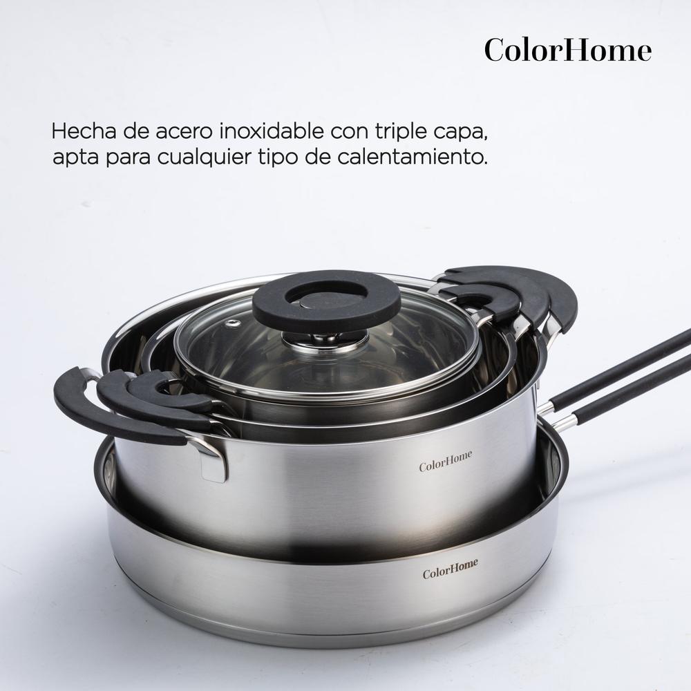 Foto 3 pulgar | Batería De Cocina 8 Piezas Acero Inoxidable ColorHome