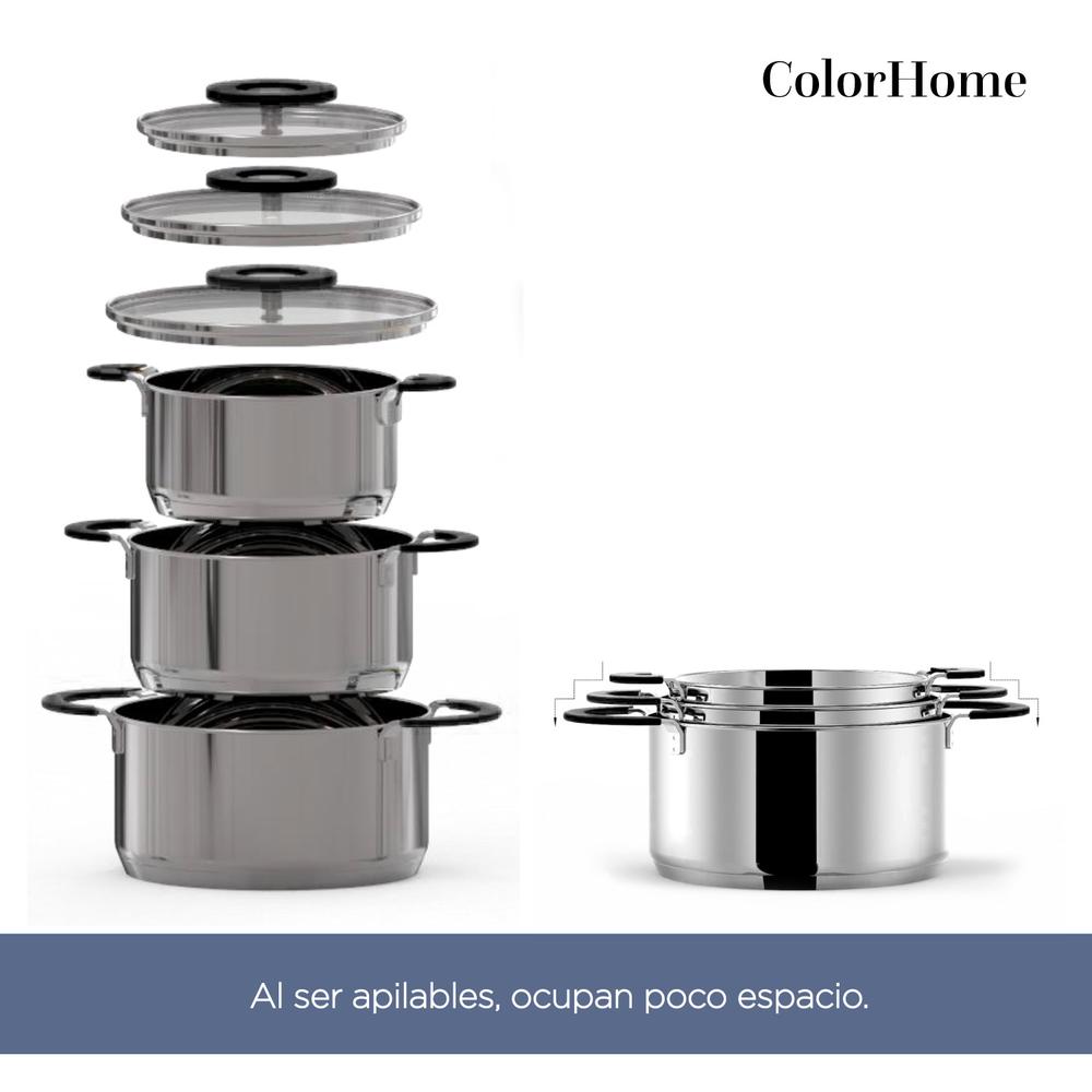 Foto 6 pulgar | Batería De Cocina 8 Piezas Acero Inoxidable ColorHome