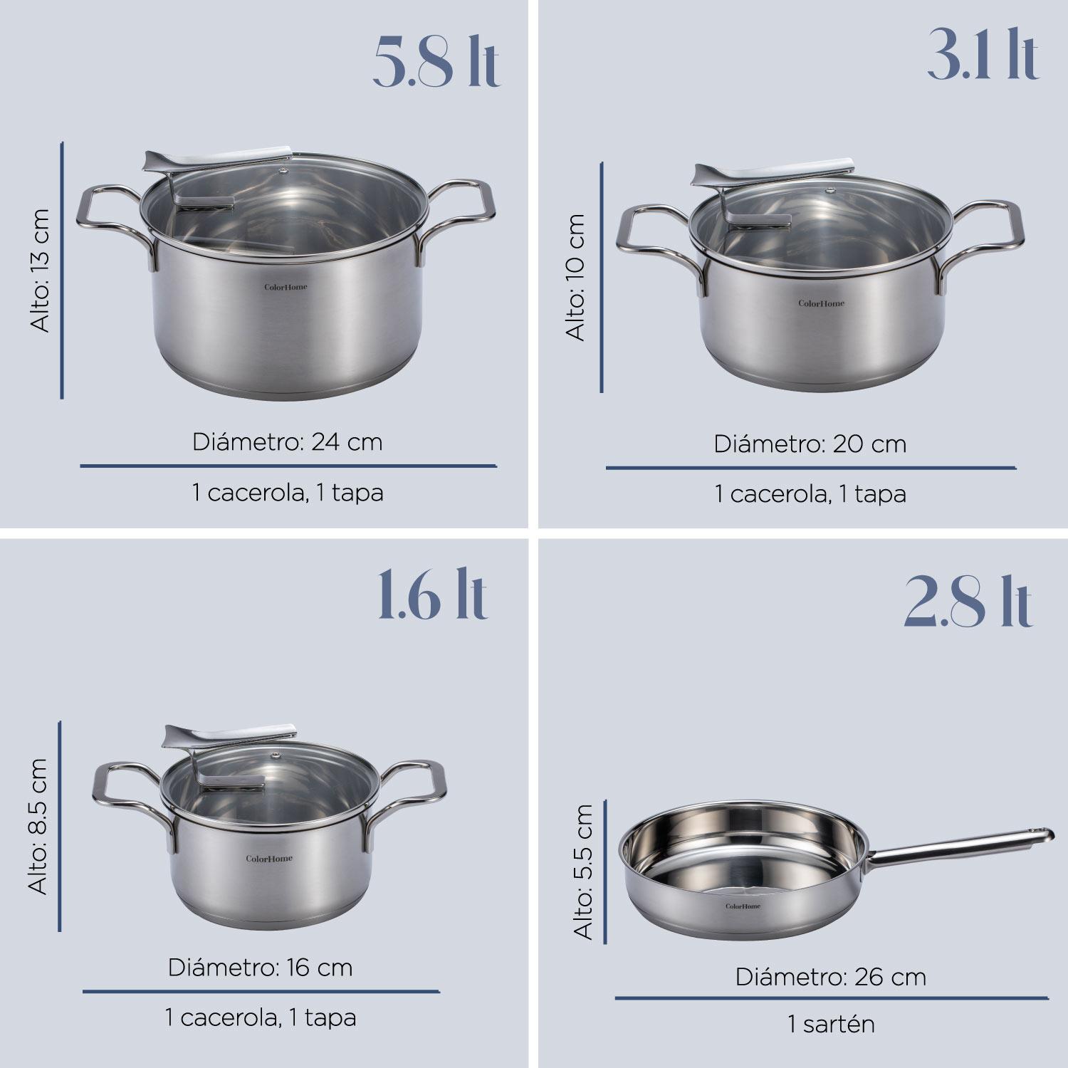 Foto 7 pulgar | Batería De Cocina Tricapa Con Contenedores Hermeticos 22pzas