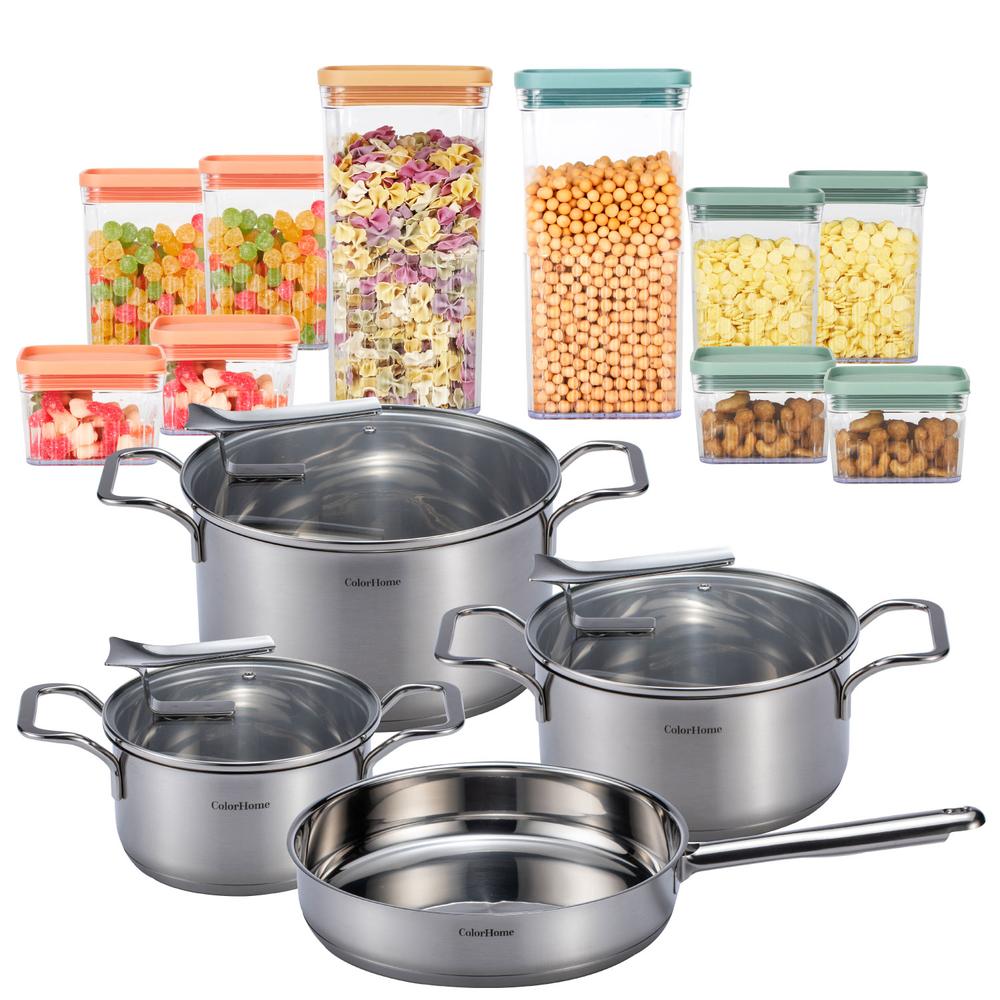 Foto 1 | Batería de Cocina ColorHome Tricapa Contenedores Herméticos 17 Piezas