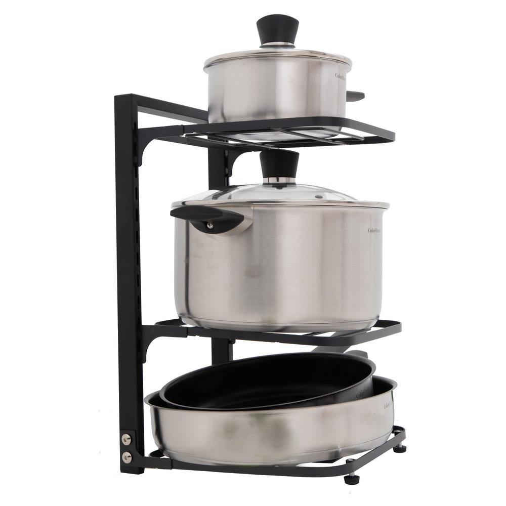 Batería De Cocina Tricapa Combo Estante Ollas Sartenes ColorHome 7pzas