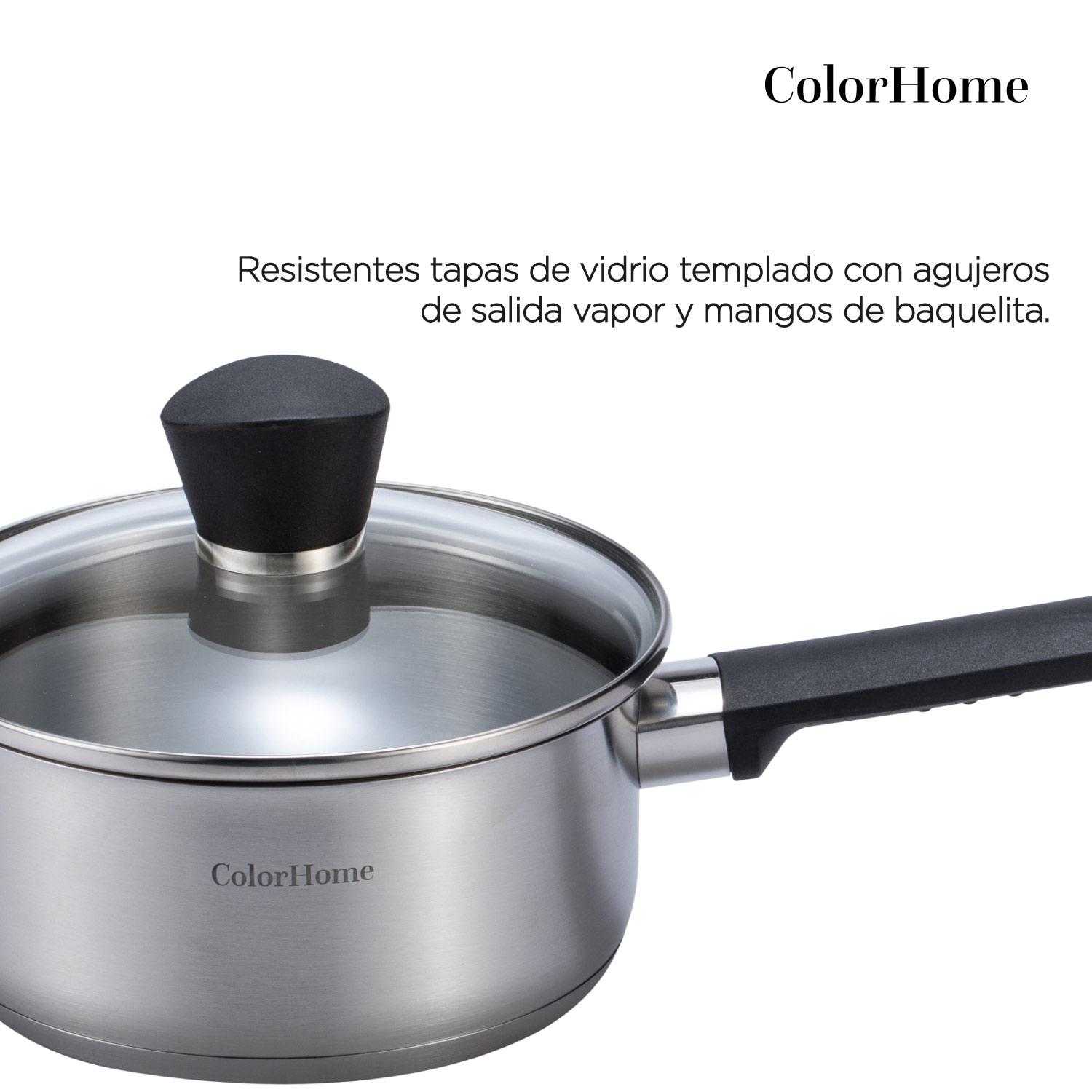 Foto 5 pulgar | Batería De Cocina Tricapa Combo Estante Ollas Sartenes ColorHome 7pzas