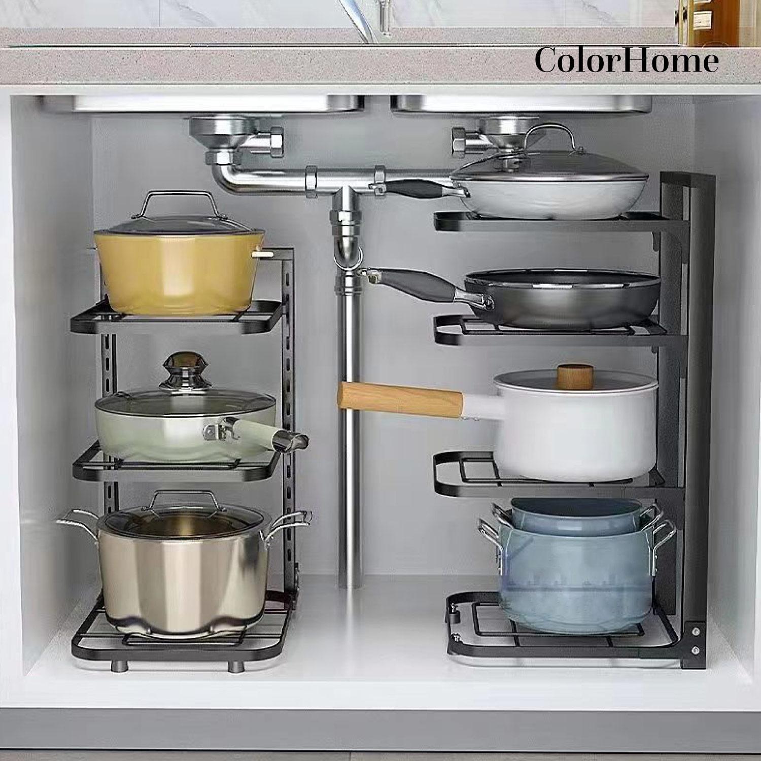 Foto 7 | Batería De Cocina Tricapa Combo Estante Ollas Sartenes ColorHome 7pzas